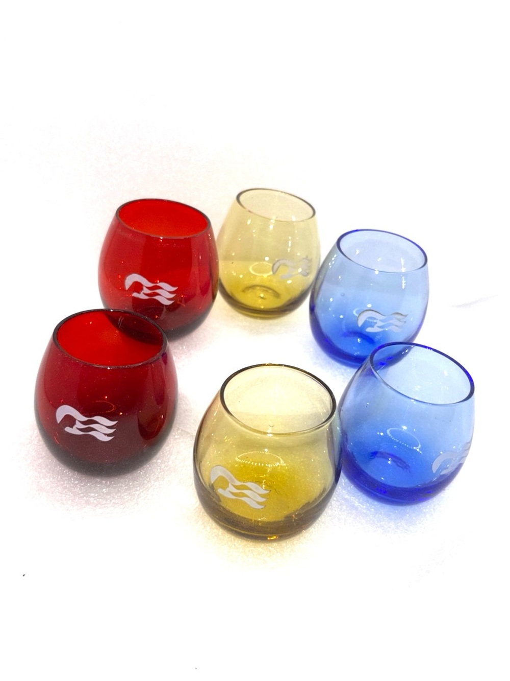 Princess Cruise Line Logo Set of 6 Shot Glasses Red  Amber & Blue